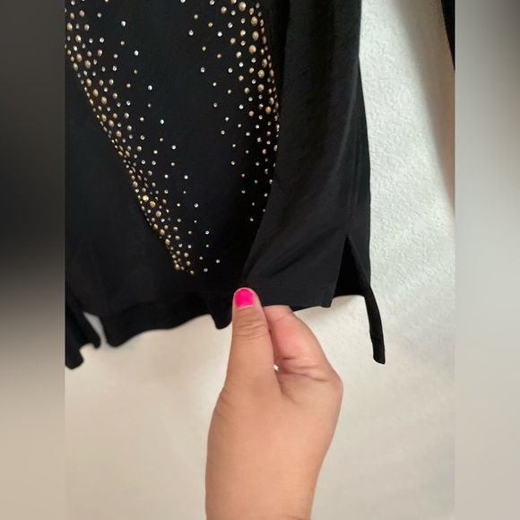 Calvin Klein Black Long Sleeve Embellished Blouse with Crew Neck size L - Picture 6 of 8